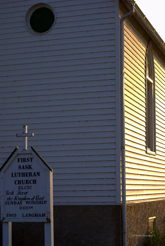 First Saskatchewan Lutheran Church and sign