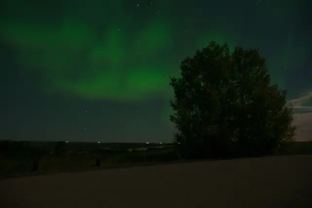 Northern lights over the river valley lookout